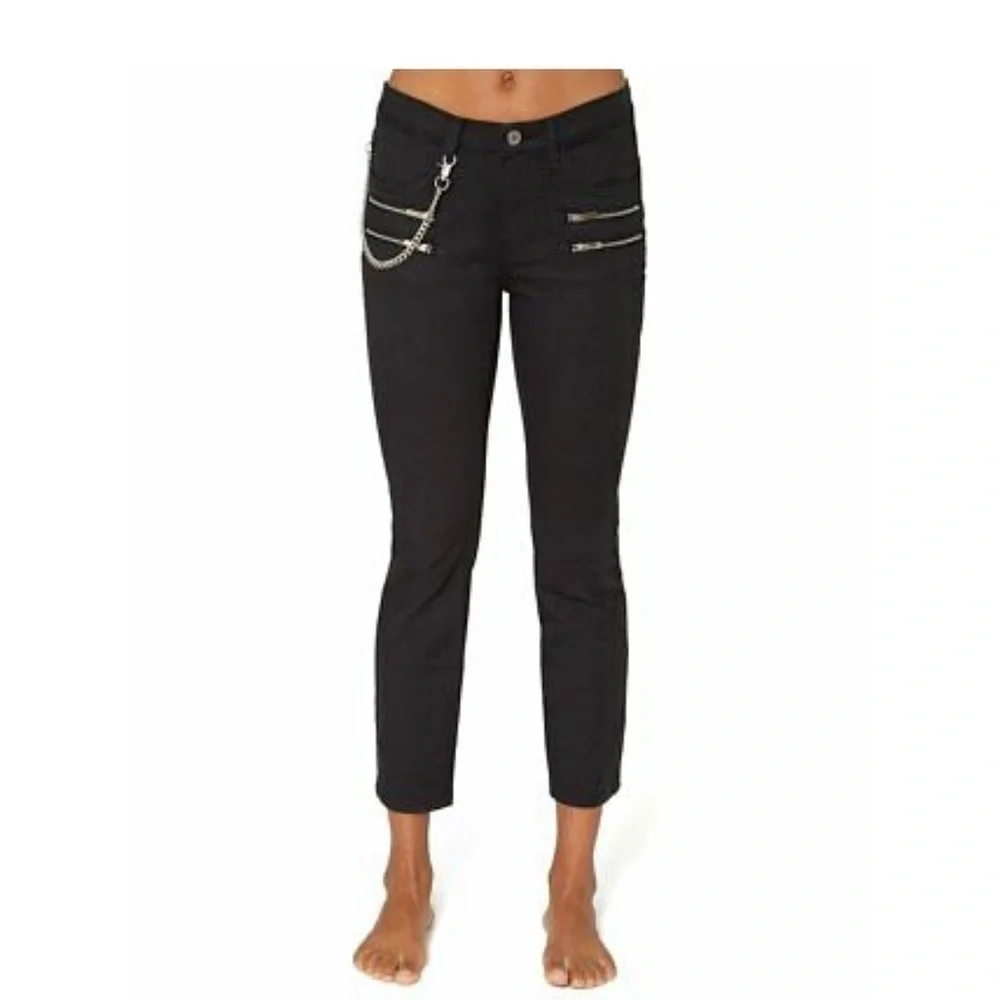 WeWoreWhat Rocker Low Rise Black Straight Leg Jeans NWT Size 26